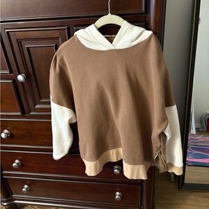 Women's Brown and Cream Hooded sweatshirt